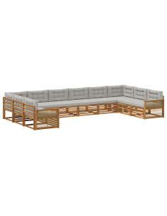 Set divani con cuscino 10 pcs Legno di Acacia Massello