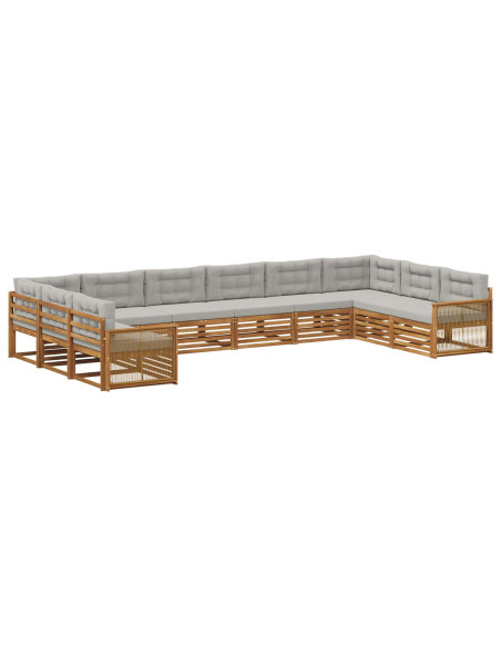 Set divani con cuscino 10 pcs Legno di Acacia Massello