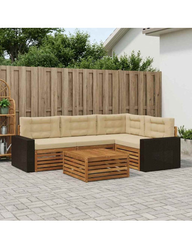 Set di divani da esterno 5 pcs Naturale e Beige 79 x 79 x 37 cm