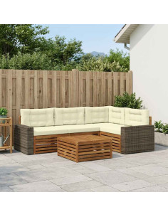 Set di divani da esterno 5 pcs Naturale e Crema 79 x 79 x 37 cm