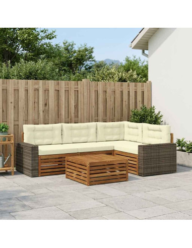 Set di divani da esterno 5 pcs Naturale e Crema 79 x 79 x 37 cm