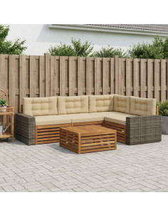Set di divani da esterno 5 pcs Naturale e Beige 79 x 79 x 37 cm