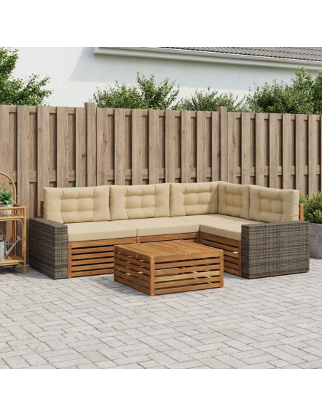 Set di divani da esterno 5 pcs Naturale e Beige 79 x 79 x 37 cm