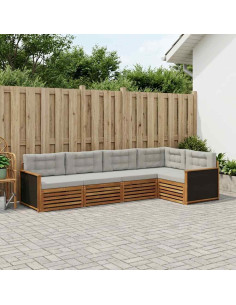 Set di divani da esterno 5 pcs Naturale e Grigio Chiaro