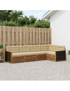 Set di divani da esterno 5 pcs Naturale e Beige