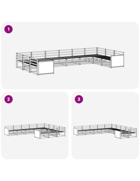 Set divani 10 pcs Legno di Acacia Massello