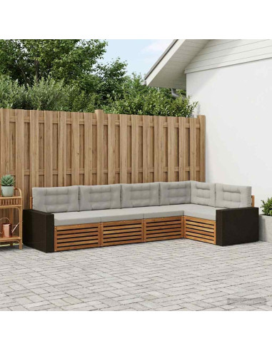 Set di divani da esterno 5 pcs Naturale e Grigio Chiaro