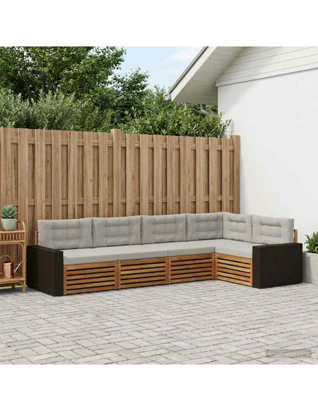 Set di divani da esterno 5 pcs Naturale e Grigio Chiaro