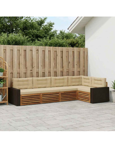 Set di divani da esterno 5 pcs Naturale e Beige