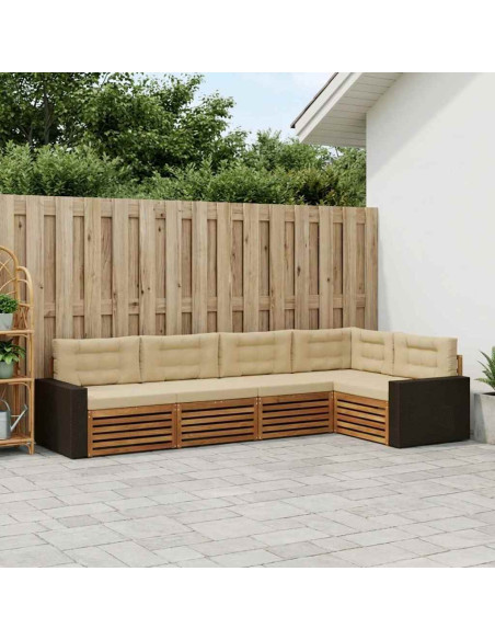 Set di divani da esterno 5 pcs Naturale e Beige