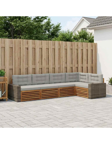 Set di divani da esterno 5 pcs Naturale e Grigio Chiaro