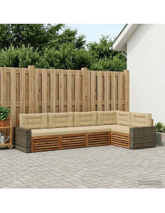 Set di divani da esterno 5 pcs Naturale e Beige