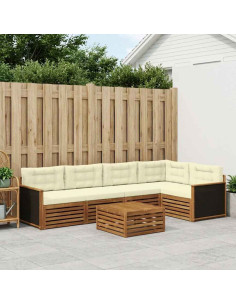 Set di divani da esterno 6 pcs Naturale e Crema 79 x 79 x 37 cm