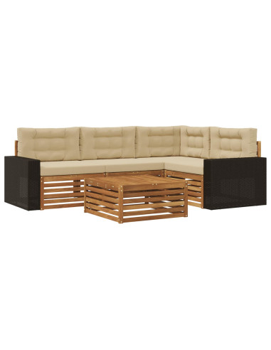 Set di divani da esterno 5 pcs Naturale e Beige 79 x 79 x 37 cm