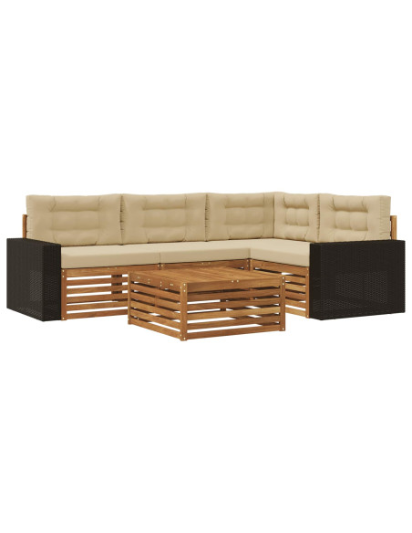 Set di divani da esterno 5 pcs Naturale e Beige 79 x 79 x 37 cm