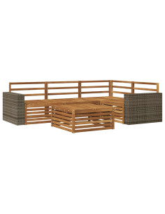 Set di divani da esterno 5 pcs Naturale 79 x 79 x 37 cm 2