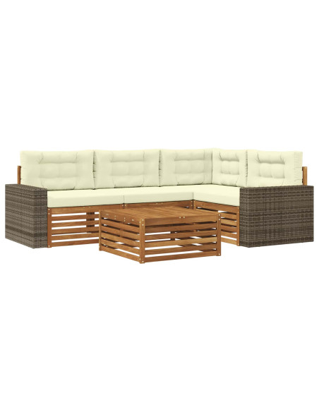 Set di divani da esterno 5 pcs Naturale e Crema 79 x 79 x 37 cm