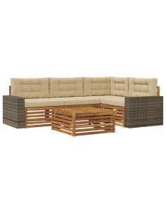 Set di divani da esterno 5 pcs Naturale e Beige 79 x 79 x 37 cm 2