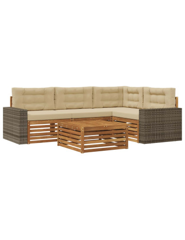 Set di divani da esterno 5 pcs Naturale e Beige 79 x 79 x 37 cm