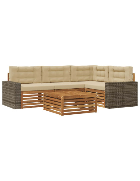 Set di divani da esterno 5 pcs Naturale e Beige 79 x 79 x 37 cm