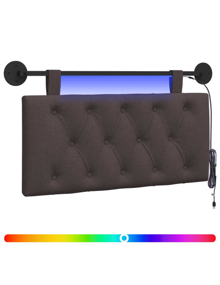 Testiera sospesa Con luce LED Marrone Scuro Tessuto
