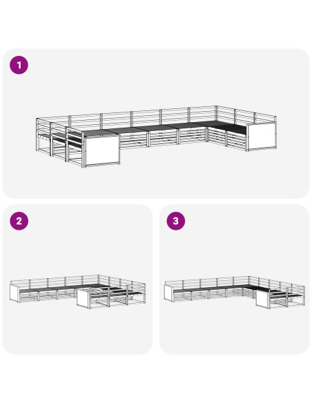 Set divani 10 pcs Legno di Acacia Massello