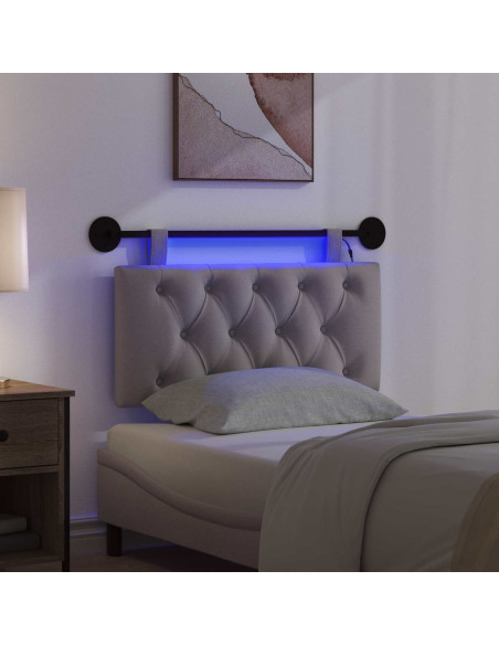 Testiera sospesa Con luce LED Tortora Tessuto