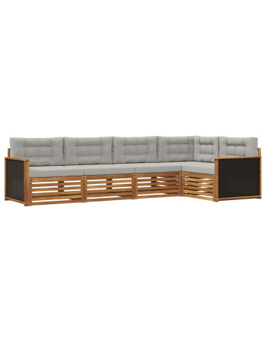 Set di divani da esterno 5 pcs Naturale e Grigio Chiaro