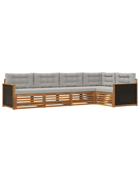 Set di divani da esterno 5 pcs Naturale e Grigio Chiaro