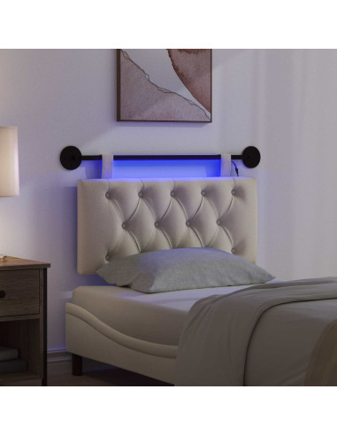 Testiera sospesa Con luce LED Crema Tessuto