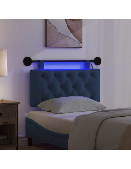 Testiera sospesa Con luce LED Blu Tessuto