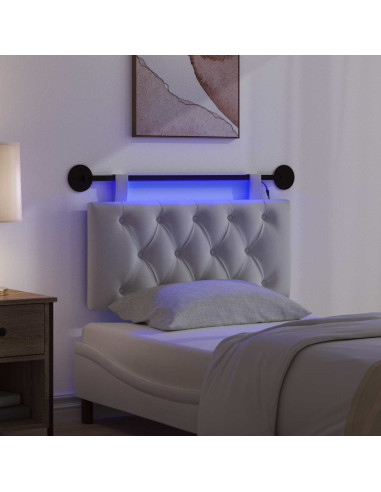 Testiera sospesa Con luce LED Bianco Tessuto