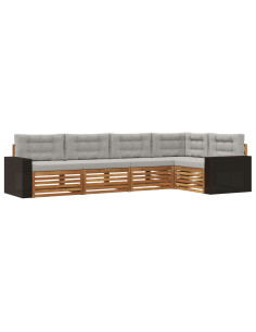 Set di divani da esterno 5 pcs Naturale e Grigio Chiaro 2