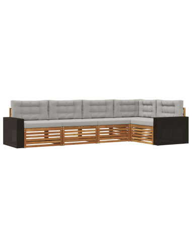Set di divani da esterno 5 pcs Naturale e Grigio Chiaro