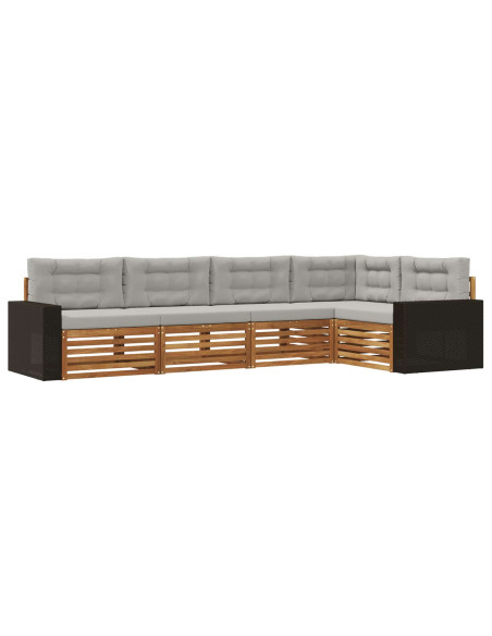 Set di divani da esterno 5 pcs Naturale e Grigio Chiaro