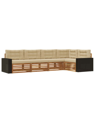 Set di divani da esterno 5 pcs Naturale e Beige