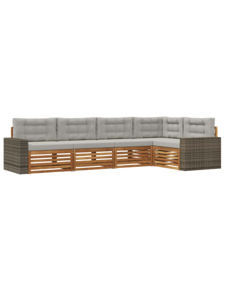 Set di divani da esterno 5 pcs Naturale e Grigio Chiaro