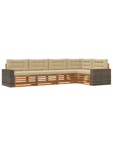 Set di divani da esterno 5 pcs Naturale e Beige