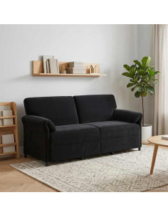 Divano 3-Persone Nero 198 x 83 x 95 cm Velluto