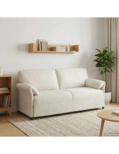 Divano 3-Persone Crema 198 x 83 x 95 cm Velluto