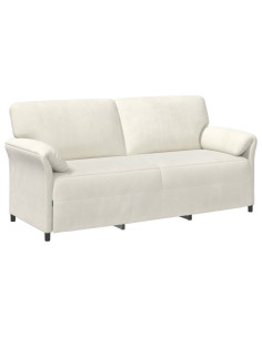 Divano 3-Persone Crema 198 x 83 x 95 cm Velluto 2