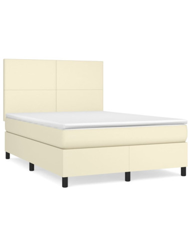 Giroletto a Molle con Materasso Crema 140x200 cm in Similpelle