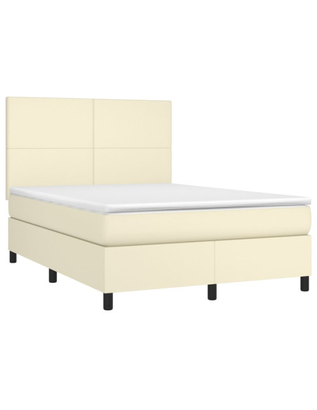 Giroletto a Molle con Materasso Crema 140x200 cm in Similpelle
