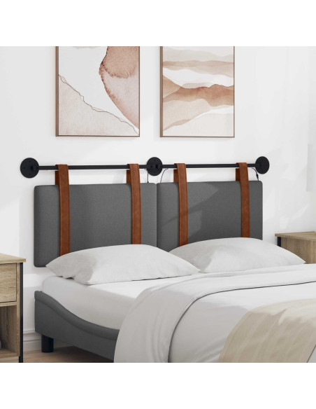 Testiera sospesa Con luce LED Grigio Scuro PU Antico