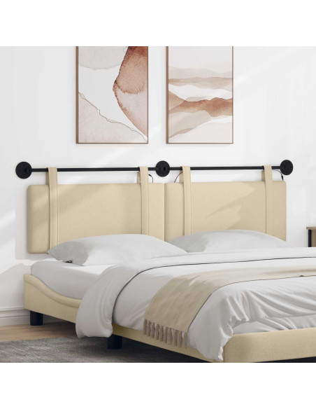 Testiera sospesa Con luce LED Crema Tessuto