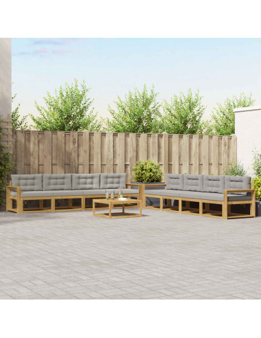 Set di divani da esterno 9 pcs Bianco e Grigio Chiaro