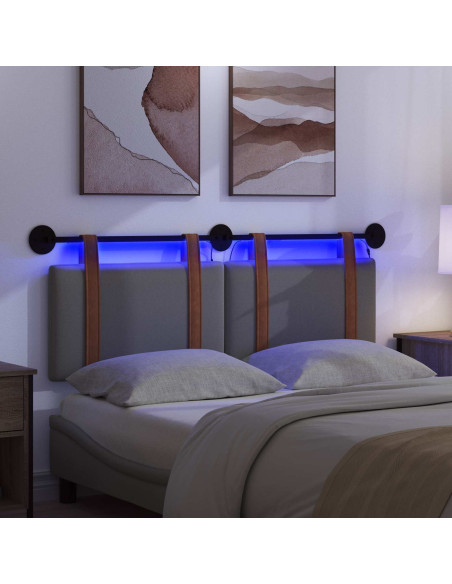 Testiera sospesa Con luce LED Grigio Scuro PU Antico