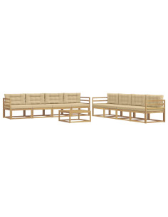 Set di divani da esterno 9 pcs Bianco e Beige 79 x 79 x 37 cm 2