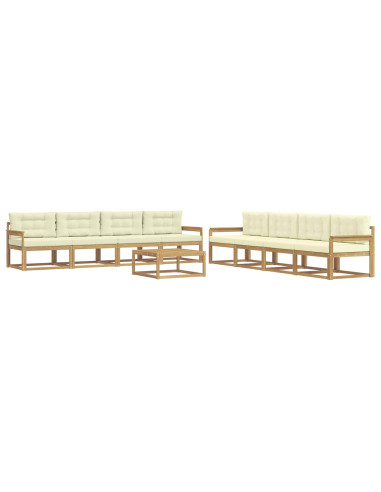 Set di divani da esterno 9 pcs Bianco e Crema 79 x 79 x 37 cm