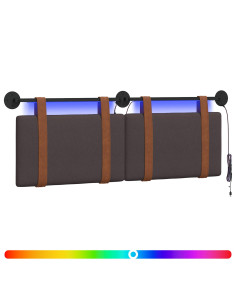 Testiera sospesa Con luce LED Marrone Scuro PU Antico 2